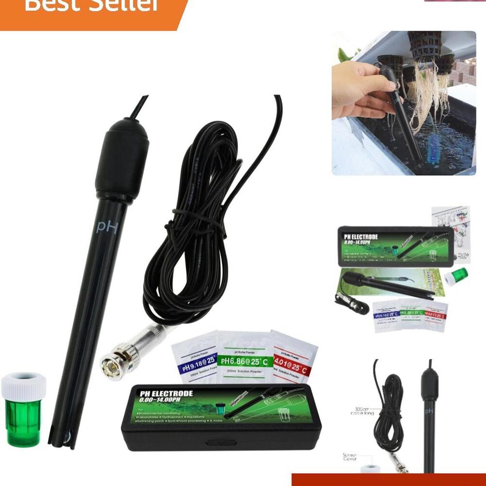 Economical Long Body pH Probe 0-14pH with Protective Cap - 300cm Cable Included